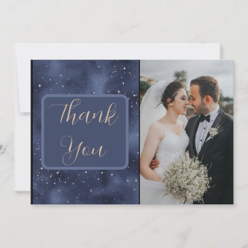 Crescent Moon Starry Night Navy Thank You Card