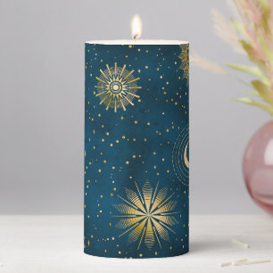Crescent Moon Starry Night Pillar Candle