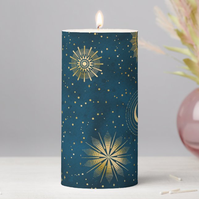 Crescent Moon Starry Night Pillar Candle (In Situ)