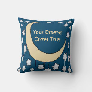 Crescent Moon Starry Night Throw Pillow
