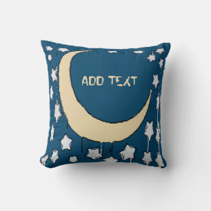 Crescent Moon Starry Night Throw Pillow