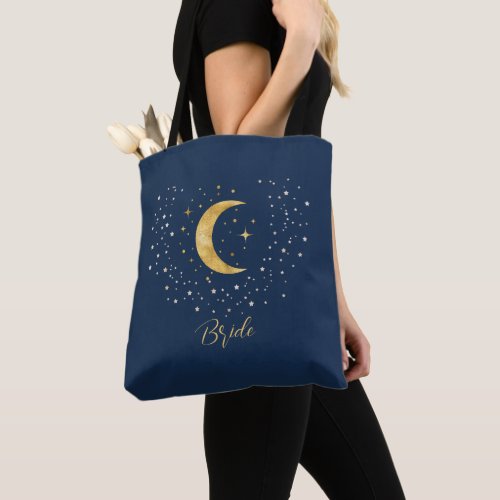 Crescent Moon Starry Night  Tote Bag