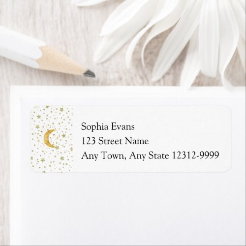 Crescent Moon Starry Night Wedding Address Label