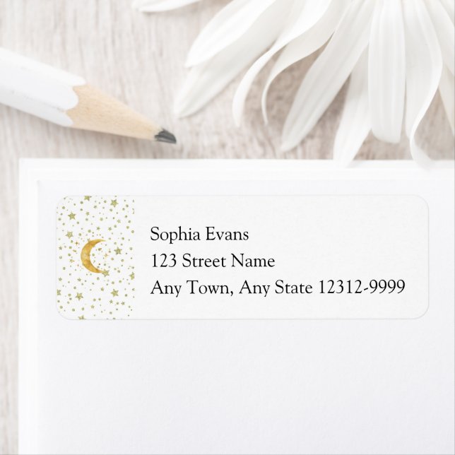 Crescent Moon Starry Night Wedding Address Label (Insitu)