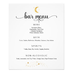 Crescent Moon Starry Night Wedding Bar Menu Poster