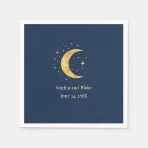 Crescent Moon Starry Night Wedding Napkins