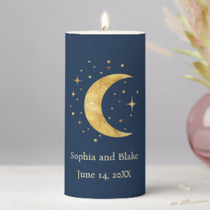 Crescent Moon Starry Night Wedding Pillar Candle