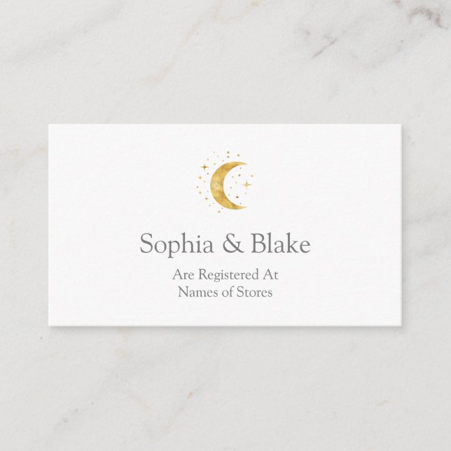 Crescent Moon Starry Night Wedding Registry Enclosure Card (Front)