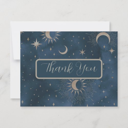 Crescent Moon Starry Night Wedding Thank You Card