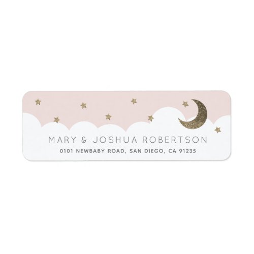 Crescent Moon  Stars Blush Pink Label