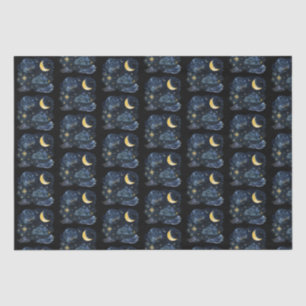 Crescent Moon Stars Celestial Black Halloween Tissue Paper