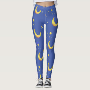 Crescent moon stars customizable background leggings