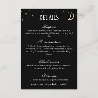 Crescent Moon & Stars Evening Wedding Details Enclosure Card