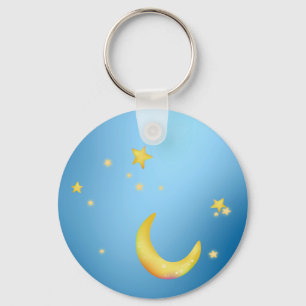 Crescent moon stars keychain