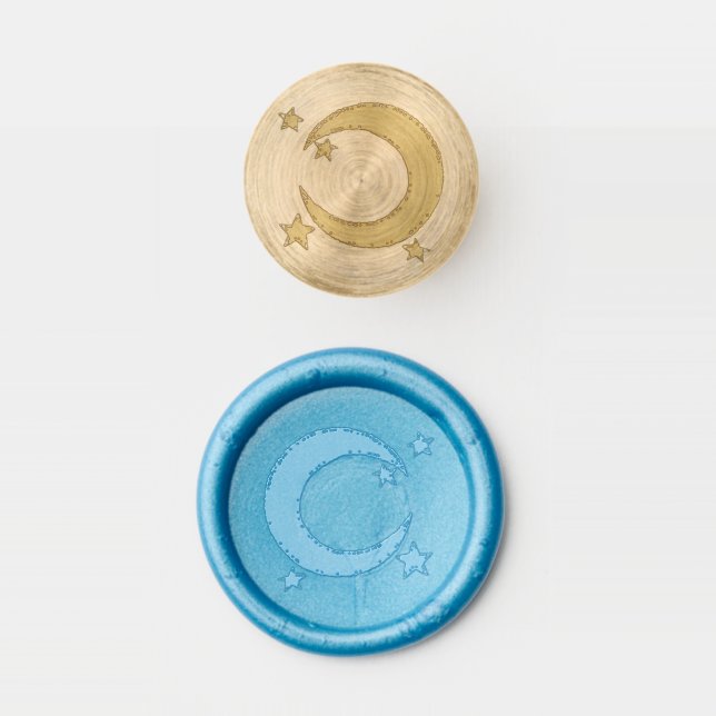 Crescent Moon Stars Night Sky Moonlight Astronomy Wax Seal Stamp (Stamped)