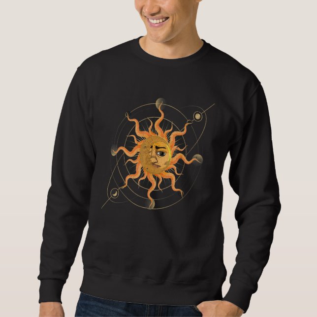 Crescent Moon Sun Celestial Body Astronomy Astrolo Sweatshirt (Front)