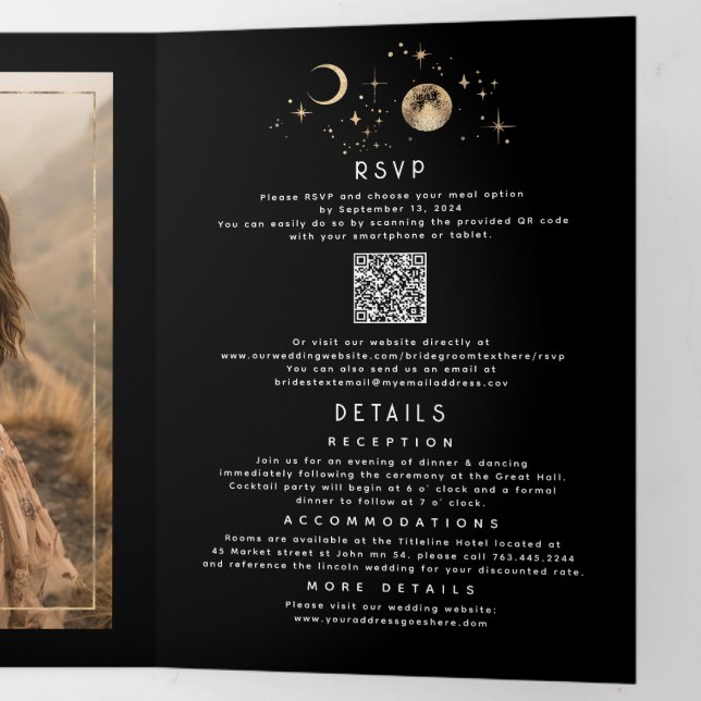 【非売品】TYPE-MOON Invitation Card シリアルNo入り Crescent Moon Sun Halo Celestial Wedding Photo Tri-Fold Invitation