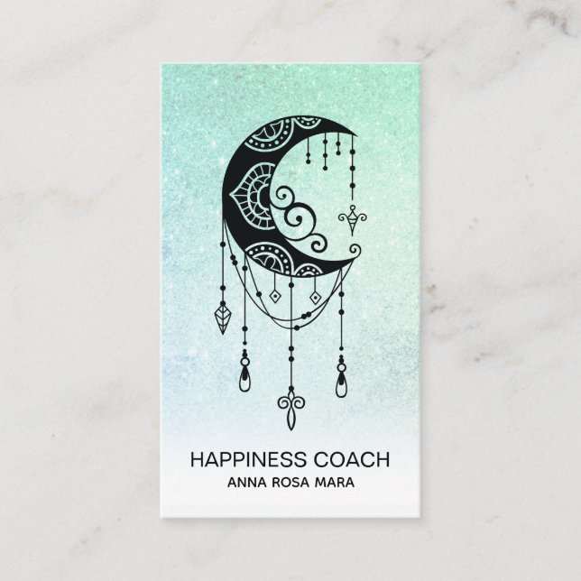 *~* Crescent Moon Talisman Shaman Glitter Luna Business Card (Front)