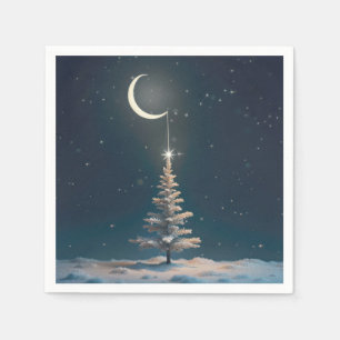 Crescent Moon With a Christmas Star Napkins