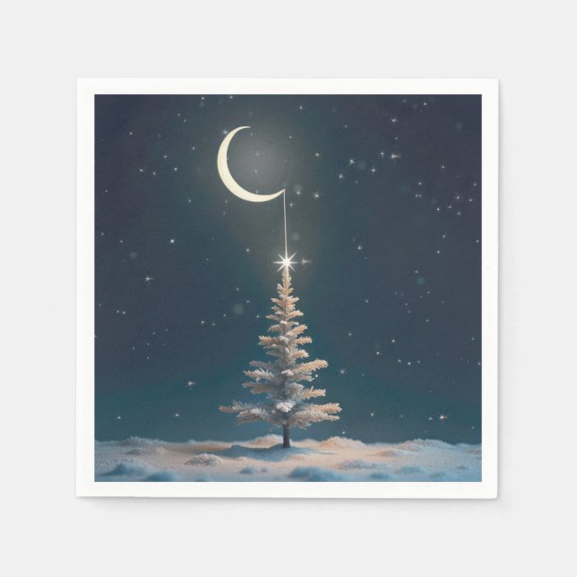 Crescent Moon With a Christmas Star Napkins (Front)