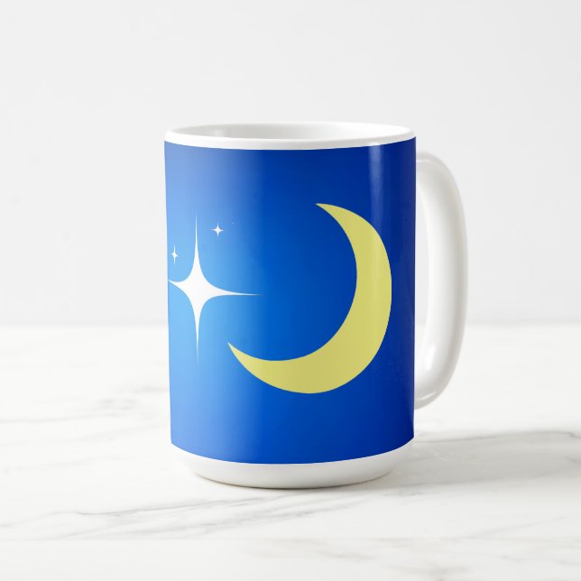 Crescent Moon With Stars Symbol Coffee Mug (Front Right)