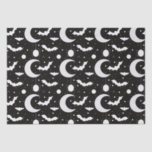 Crescent Moons, Spiders and Bats Black Halloween Tissue Paper
