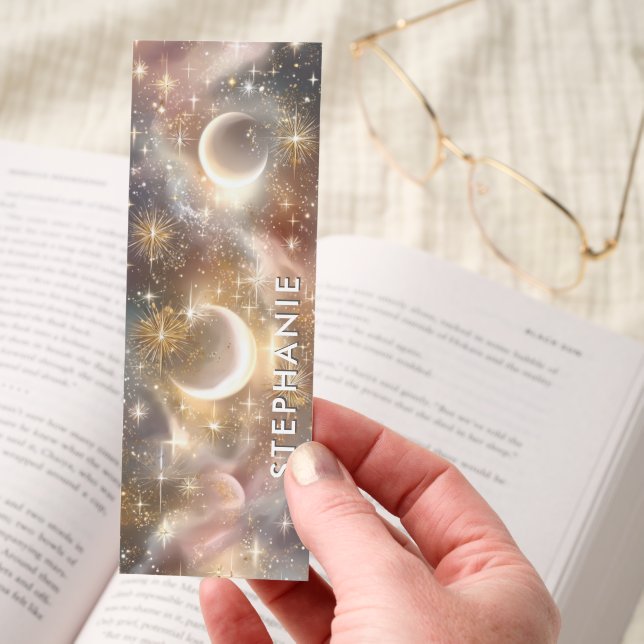Crescent Moons Stars Glitter Bookmarks (Hand)