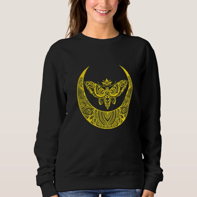 Crescent Moth Skull Heads Grunge Punk Metal Sweatshirt (Front)