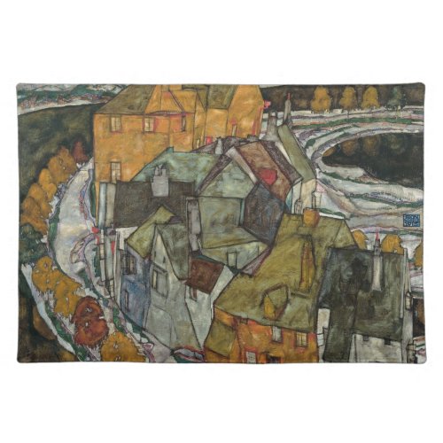 Crescent of Houses II Island Town by Egon Schiele Cloth Placemat