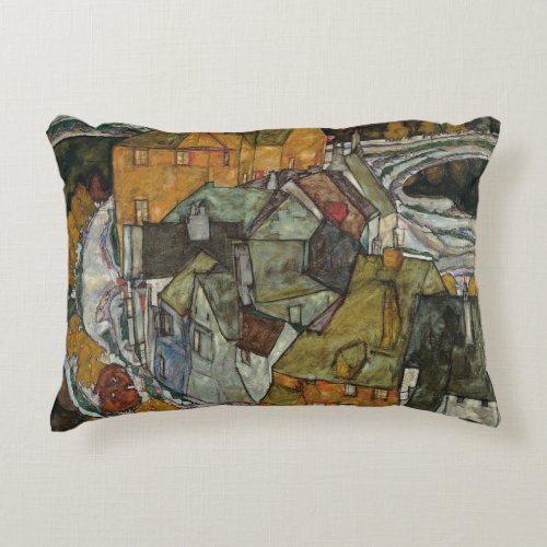 Crescent of Houses II Island Town by Egon Schiele Decorative Pillow