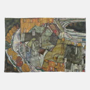 Crescent of Houses II, Island Town by Egon Schiele Kitchen Towel