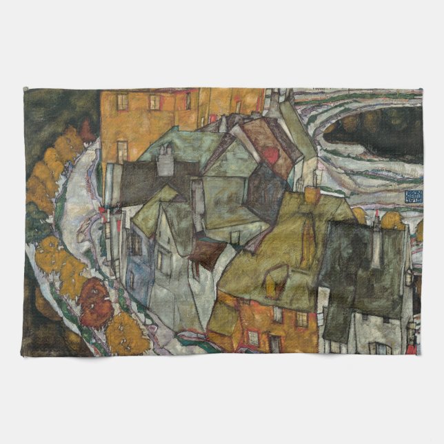 Crescent of Houses II, Island Town by Egon Schiele Kitchen Towel (Horizontal)