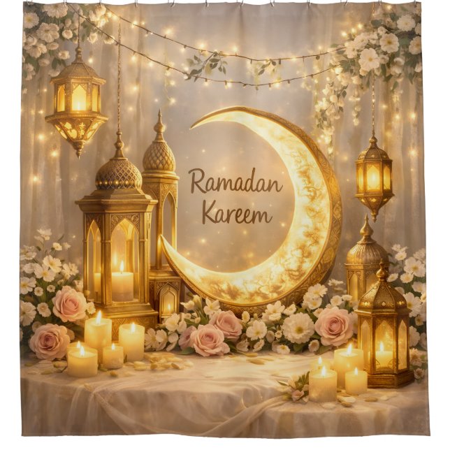 Crescent Of Light And Peace – Ramadan Crescent Shower Curtain (Front)