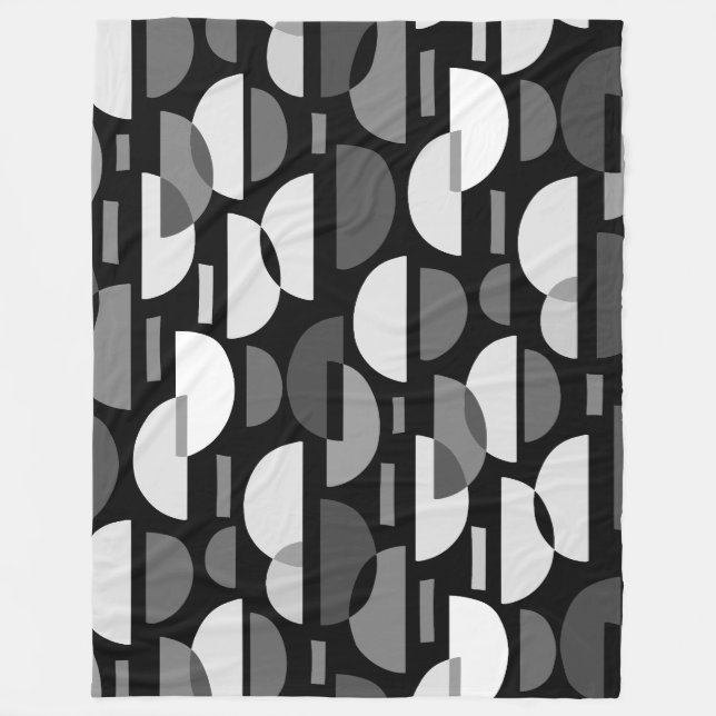 Crescent Pattern 010921 - Monochrome Fleece Blanket (Front)
