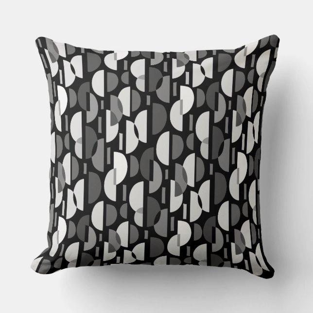 Crescent Pattern 010921 - Monochrome Throw Pillow (Front)