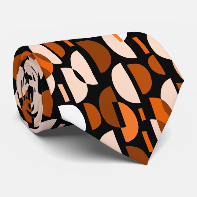 Crescent Pattern 010921 - Orange Neck Tie (Rolled)