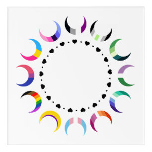 Crescent Pride Moons & Black Hearts Acrylic Print