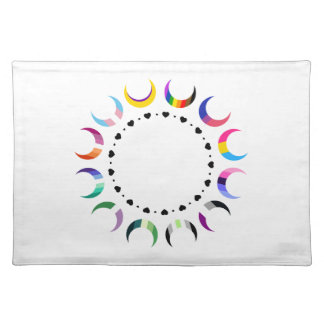 Crescent Pride Moons & Black Hearts Cloth Placemat