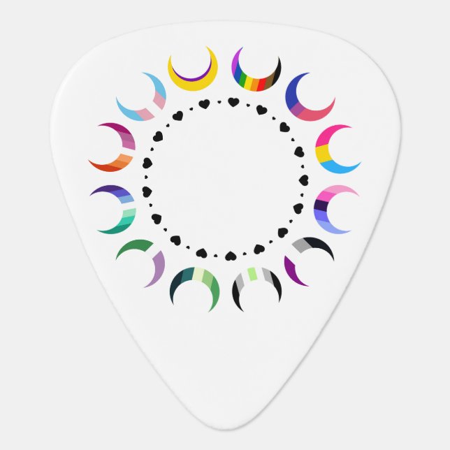Crescent Pride Moons & Black Hearts Guitar Pick (Front)