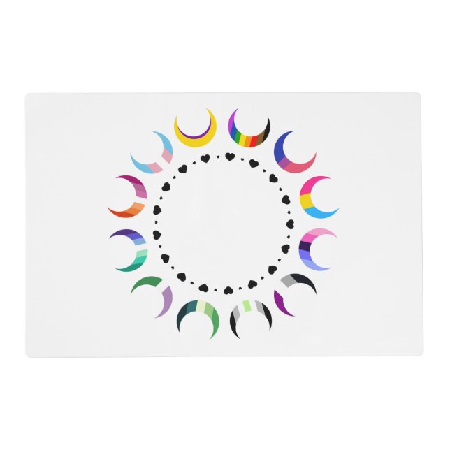 Crescent Pride Moons & Black Hearts Placemat (Front)