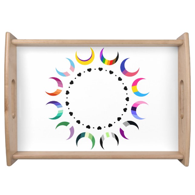 Crescent Pride Moons & Black Hearts Serving Tray (Front)