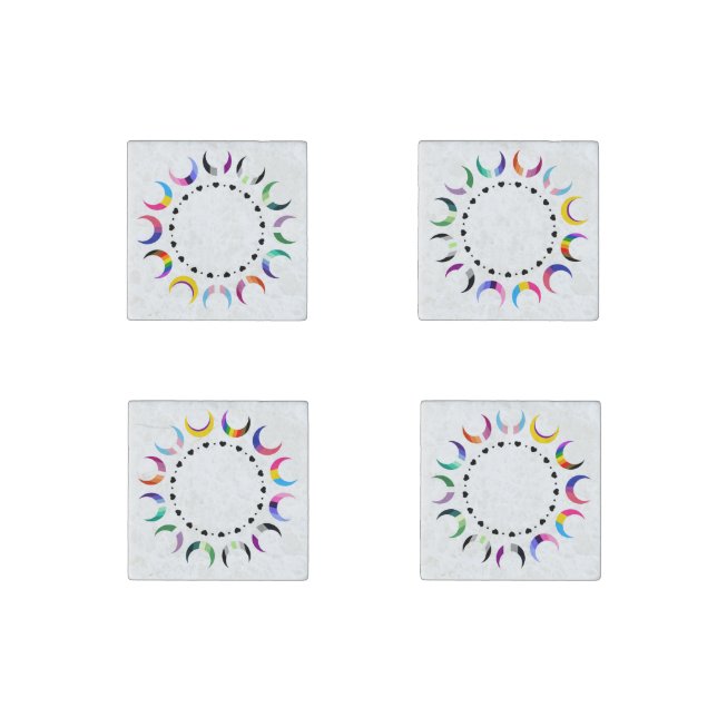 Crescent Pride Moons & Black Hearts Stone Magnet (Front)