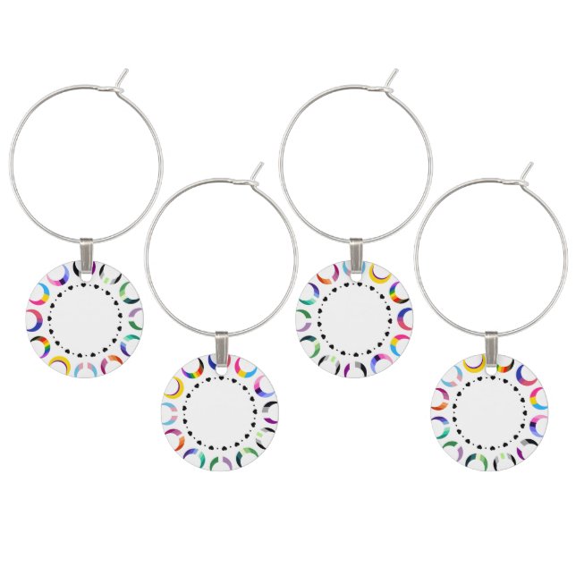 Crescent Pride Moons & Black Hearts Wine Charm (Staggered)