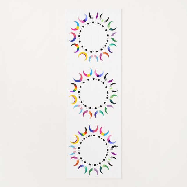 Crescent Pride Moons & Black Hearts Yoga Mat (Front)
