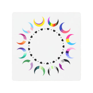  Crescent Pride Moons & Heart Ring  Metal Print