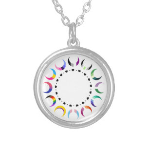  Crescent Pride Moons & Heart Ring  Silver Plated Necklace