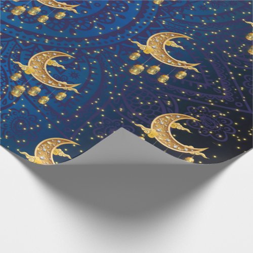 Crescent ramadanblue wrapping paper