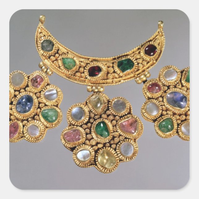 Crescent shaped necklace with pendants square sticker (Front)