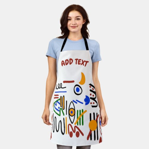 Crescent Shapes Cartoon Design add text Apron