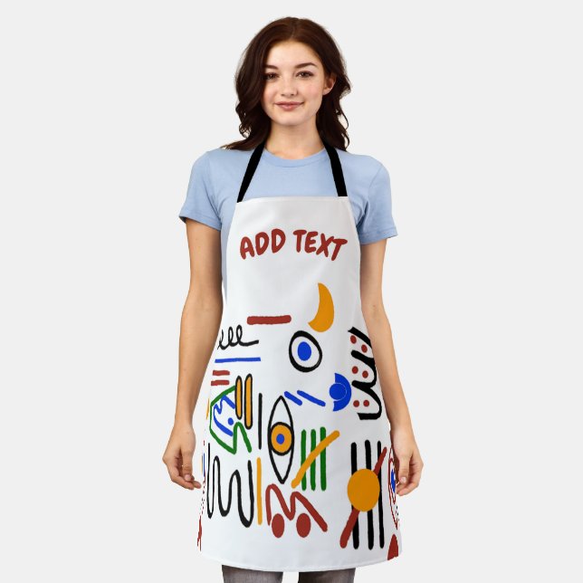Crescent Shapes Cartoon Design add text, Apron (Worn)